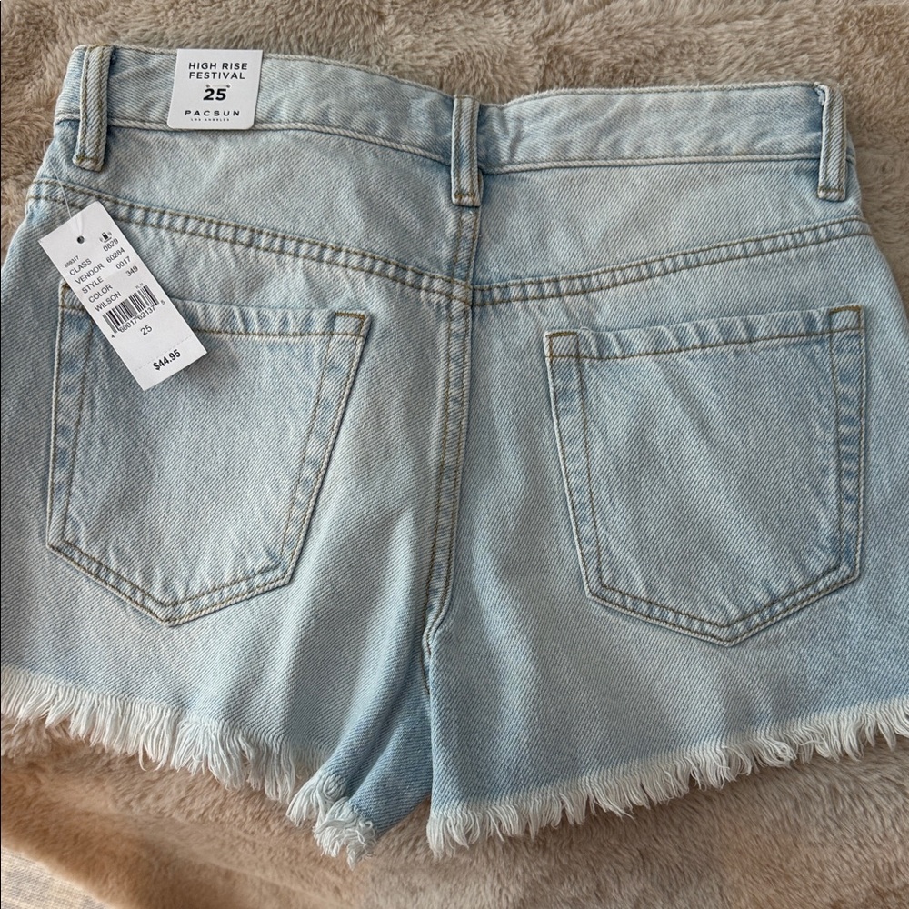 PacSun Light Blue High Rise Festival Denim Shorts